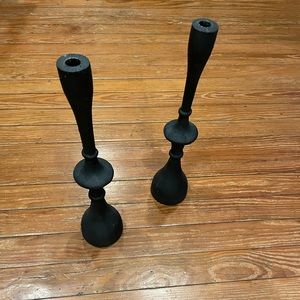 Ethan Allen Waylan Wrought Iron Candle Sticks Black Goth 18 inches